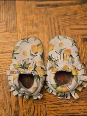 Freshly Picked 9-12m Baby/Toddler Lemon Print Soft Sole Shoes - White & Yellow